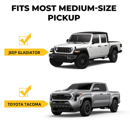 TRUMGETA Ladder Rack for Truck, 800 LBS Capacity Truck Bed Rack, 19"-25" Height-Adjustable Aluminum Truck Ladder Racks, Fit for Medium-Size Pickup Toyota Tacoma Jeep Gladiator with Bed Rail