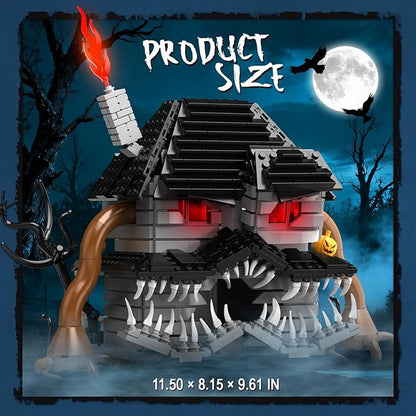Cubique Halloween Haunted House Building Set Miniature Horror House Decor Model Kit with LED Light Haunted Mansion for Adults Teens Age 14+ Horror Movie Fans (1025 PCS)
