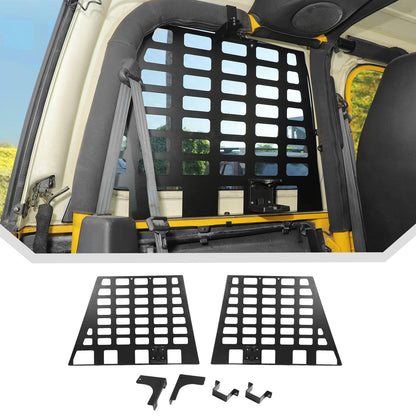 JeCar Trunk Side Window Molle Storage Organizer Metal Racks for 1997-2006 Jeep Wrangler TJ, 2pcs