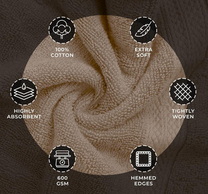 Avalon Towels Luxury 8-Piece Beige Towel Set - 100% Ring Spun Cotton, Highly Absorbent, Ideal for Spa & Gym