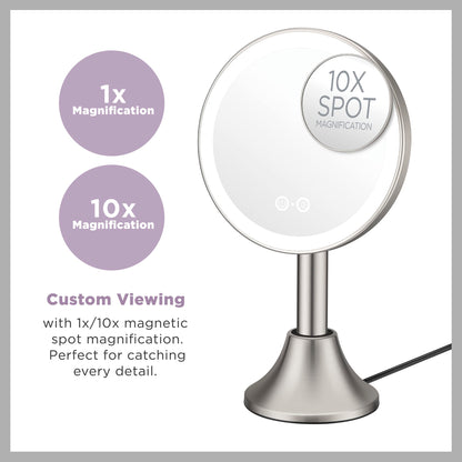 Conair Lighted Makeup Mirror, LED Vanity Mirror, 1X/10X Magnifying Mirror with Handheld Feature, Corded or Cordless in Brushed Nickel