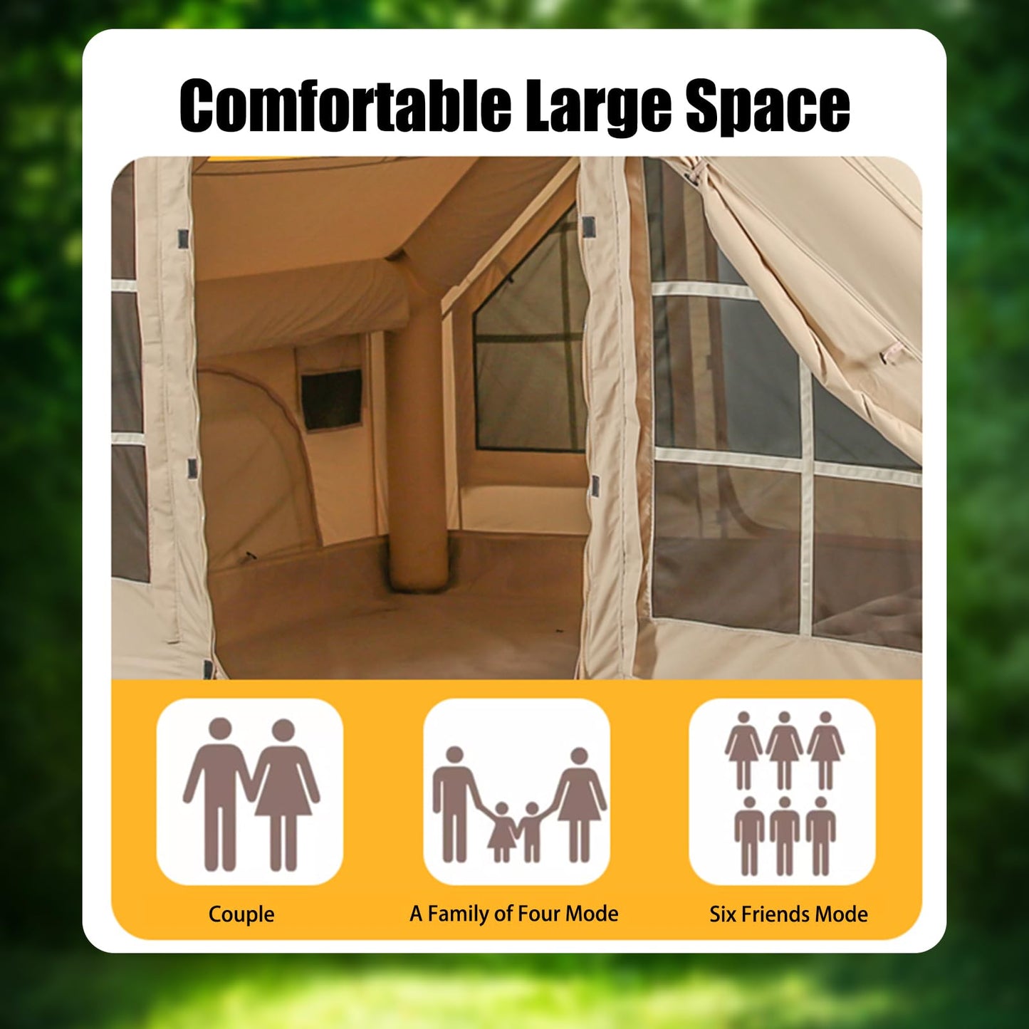 Inflatable Camping Tents with Hand Pump, Air Glamping Tents, Easy Setup Waterproof and Windproof Blow up Tent, 4 Seasons Oxford Cabin Tent with Mesh Window & Stove Jack. (13 * 10ft)
