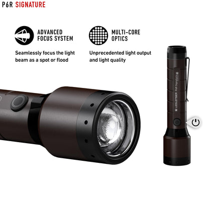 Ledlenser, P6R Signature Rechargeable Flashlight, High Power Premium LED, 1400 Lumens, Waterproof Light for Outdoor Use, Home, Camping, Black