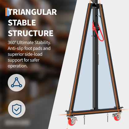 Adjustable Gantry Crane with Manual Trolley, Hook and Sling Strap, 2 Ton 4400 LBS Capacity, Portable Gantry Crane Height Adjustable 97" to 141" with 12 Positions, for Factories, Warehouses, Constructi