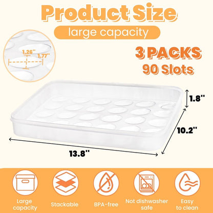Acshio 3 Pack Deviled Egg Containers with Lid, 90 Slot Easter Plastic Egg Holder for Refrigerator, Clear Storage Egg Carrier Tray Stackable Egg Dispense for Party, Travel, Camping