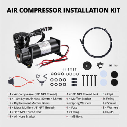 EVIL ENERGY 200PSI Air Horn Suspension Compressor for Car 12V Heavy Duty 1/4 NPT Onboard Air Ride Compressor for Train, Truck, Inflating Tires, Suspension Systems, Train Horn, DIY Pneumatic Tools