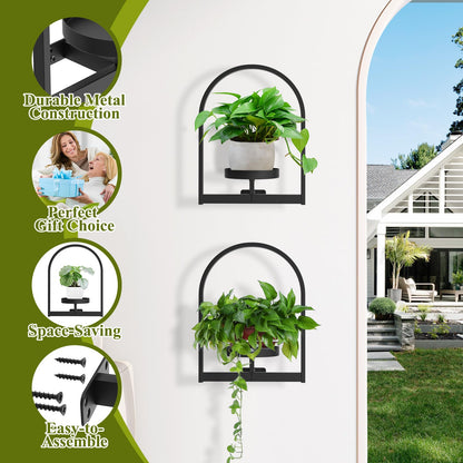 PEKGRIL 3 Pack Wall Plant Holders, Metal Window Planters Shelves, Indoor Plants Stands, Wall Decor Planter Hanging Shelf, Gifts for Plant Lovers