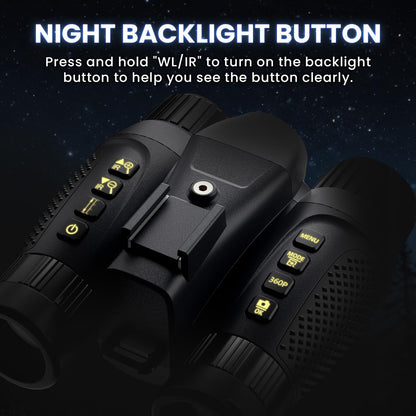 3D Head-Mounted Night Vision Goggles White Light Supplemental Lighting Infrared Night Vision Binoculars Stealth 850nm IR NVG Manual Focus & 8X Digital Zoom 10°FOV，TF Card Included