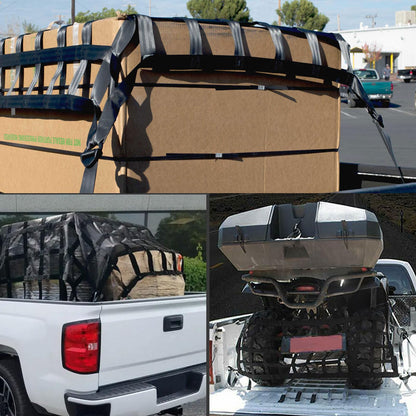 Ganggend 96” x 81“ Heavy Duty Cargo Net with Mesh, Truck Bed Net with J Hooks Accessories, 1500lbs Load Bearing Capacity, Truck Bed Cargo Net Organizer for Pickup Trucks (8' x 6.7')