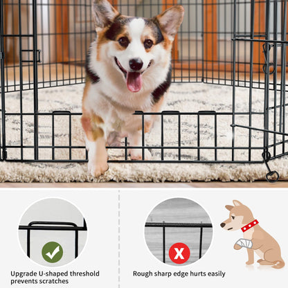 PETIME Foldable Metal Dog Exercise Pen/Pet Puppy Playpen Kennels Yard Fence Indoor/Outdoor 8 Panel 24" W with Top Cover and Bottom Pad (Playpen+Bottom+Top Cover, 8 Panels 24" H)