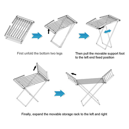 yariwiz (1 Pack) Heated Clothes Drying Rack, Folding Electric Clothes Rack, Collapsible Laundry Drying Rack, Free Standing Heating Garment Dryer Towel Rail Space Saving for Home Indoor Outdoor