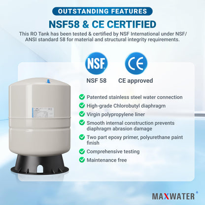 Max Water 14 Gallon RO Pre-pressurized Reverse Osmosis Water Storage Tank