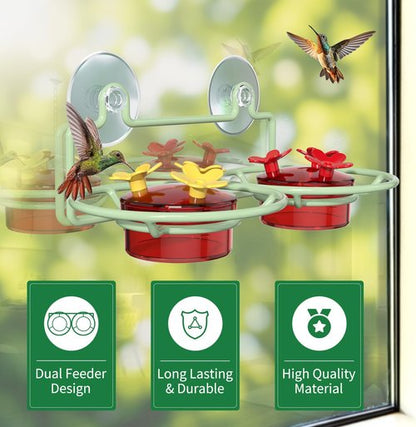 Dreamdrawer Hummingbird Feeder - Small Outdoor Feeder with Strong Suction Cup, Metal Base & 6 Ports