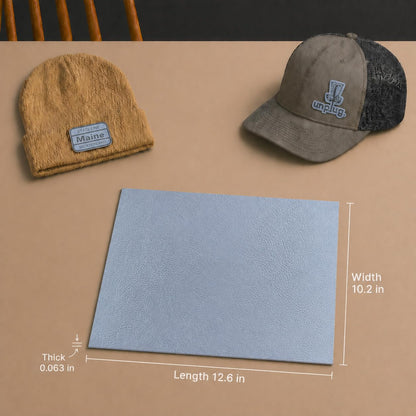 Matte Silver/Black Laserable Leatherette Sheet Laser Engraving Blanks Faux Leather Hat Patches Heat Press Iron-on with Heat-Activated Adhesive Backing for Cap Crafts Material Supplies,1.6mm,5-Pack