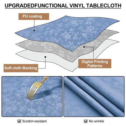 Smiry Round Table Cloth, Waterproof Heavy Duty Vinyl Tablecloths, Wipeable Washable Table Cover for Kitchen and Dining Room (Haze Blue, 70" Round)
