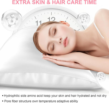 Skiennix Silk Body Pillow Cover - Ultra Smooth & Breathable Cooling Satin | Pure White (20x54 Inches)