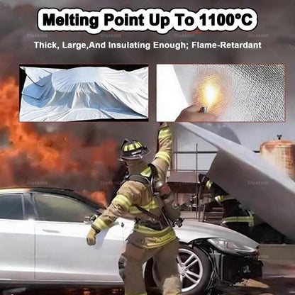 MDYHY Fire Blanket for Vehicles, Reusable Flame Retardant, Silicone Coated Emergency Fire Suppression Blanket for Home, Office & Caravan, 4m x 6m (13.1ft x 19.7ft)
