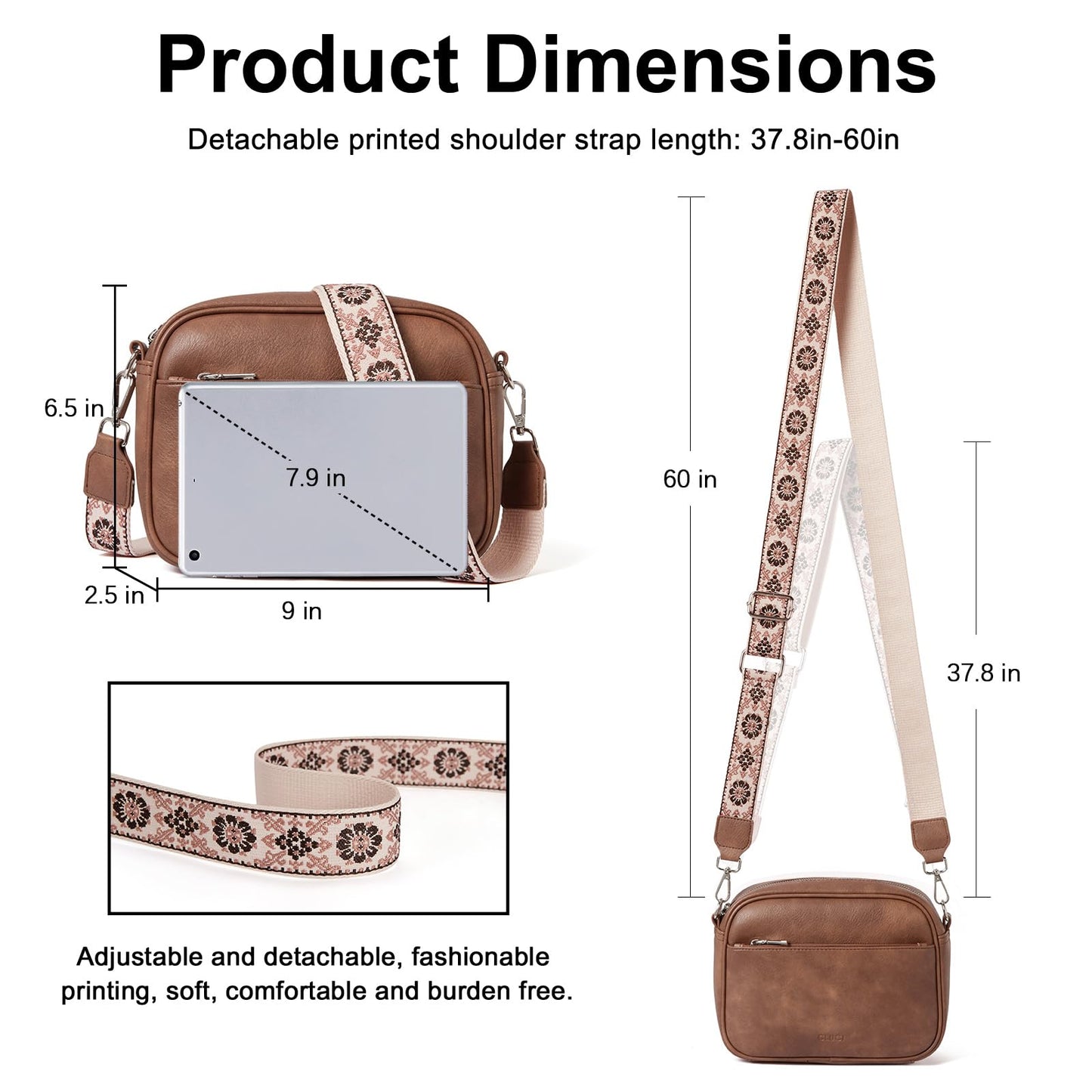 CLUCI Crossbody Bags for Women Trendy, Vegan Leather Shoulder Handbags，Purses for Women with Adjustable Wide Strap