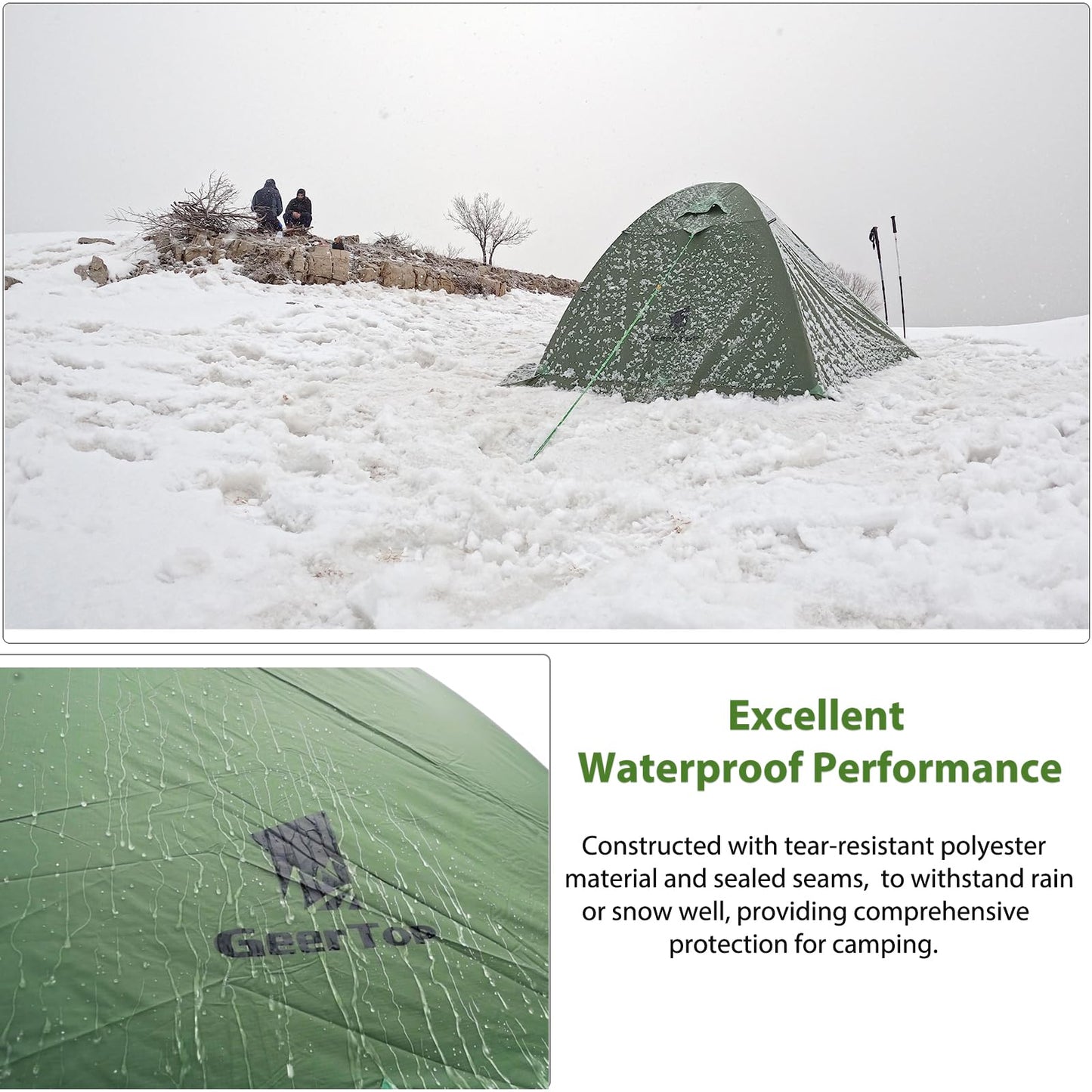 GEERTOP Lightweight 2 Person Backpacking Tent 4 Season Double Layer Waterproof Cold Weather Tent for Camping,Hunting, Hiking, Climbing, Outdoor Travel - Easy Set Up