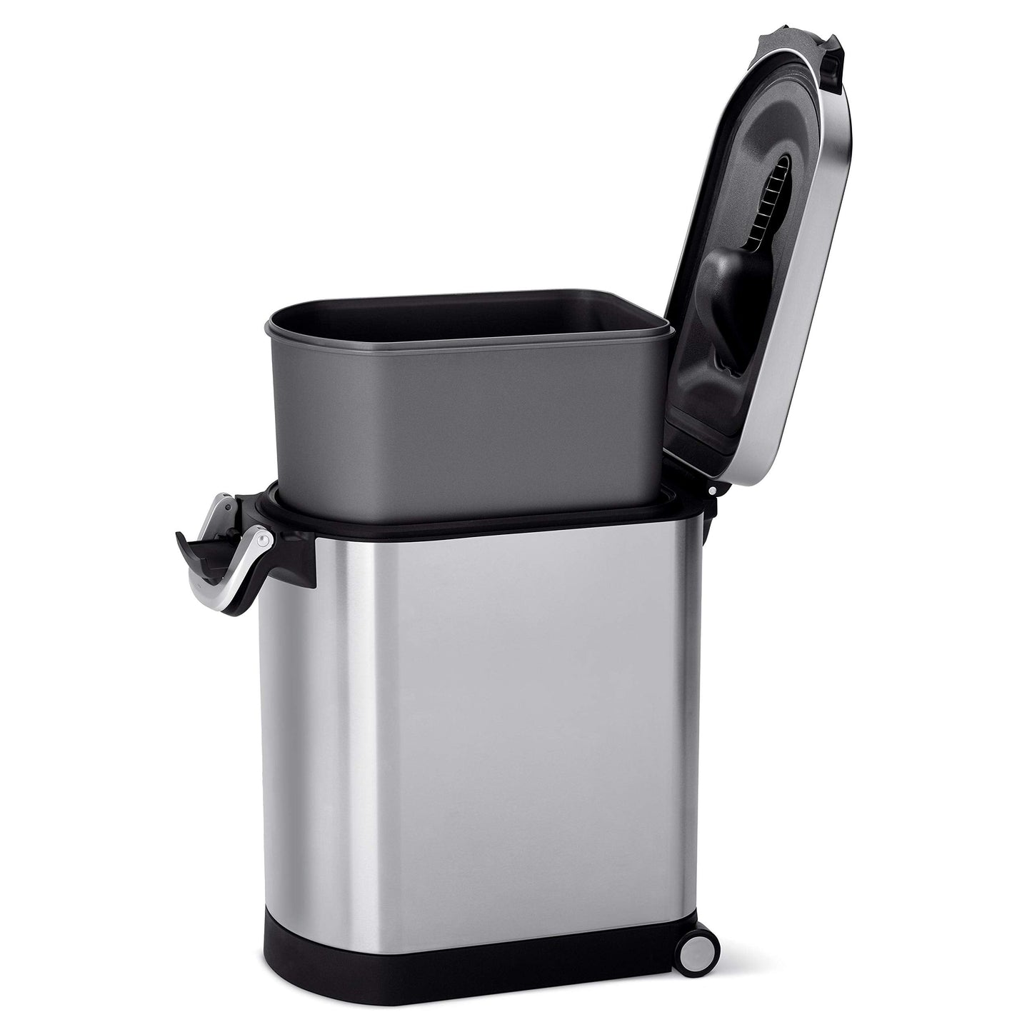 simplehuman Medium Pet Food Storage Container, Holds 25-29 lb / 11-13 kg of Dry Dog Food, Cat Food, or Bird Seed, Airtight Lock-Tight Lid with Magnetic Scoop, BPA-Free, Brushed Stainless Steel