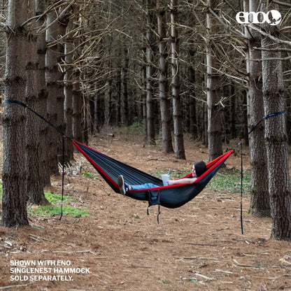 ENO Bundle, Includes The SingleNest Hammock & Atlas Suspension System, Lightweight, Durable Hammock with Straps for Camping, Hiking & Travel, Charcoal/Black
