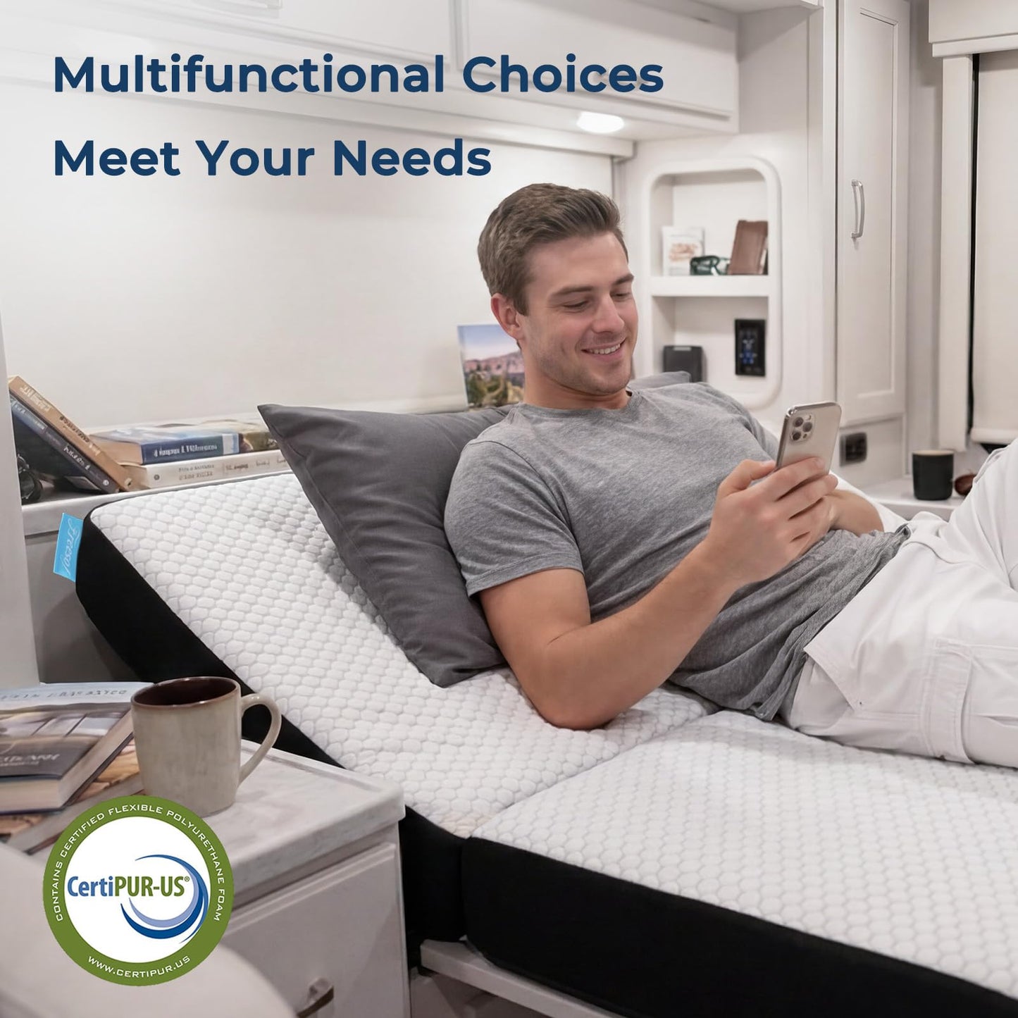 Freesof Odorless Foldable Mattress Twin Size 75" x 38" x 6", 6 Inch Medium Firm Folding Foam Mattress with Storage Bag, Fiberglass Free Trifold Memory Foam Mattress for RV, Guest Bed