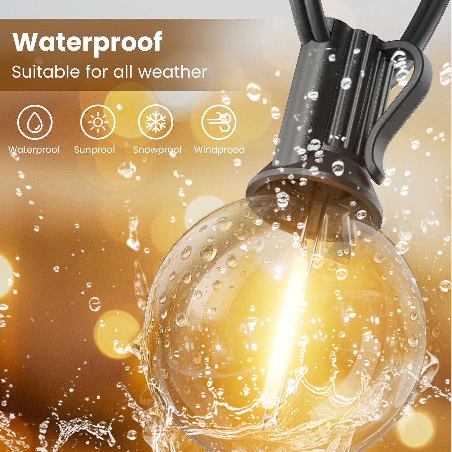 RTTY 300 FT Outdoor String Lights Patio Light for Outside, Waterproof G40 Shatterproof LED Bulbs, Dimmable Hanging Connectable Globe Lighting for Bistro, Backyard, Cafe, Porch, Balcony, Market, 2700K