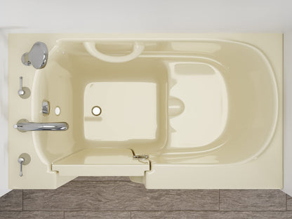 ANZZI Walk In Tub 46'' x 26" in Beige with Quick Fill Tub Filler Faucet & Handheld Shower Sprayer, Left Drain, ADA Compliant, Therapeutic, Wide Door, No Electrical Wiring - AMZ2646LBS