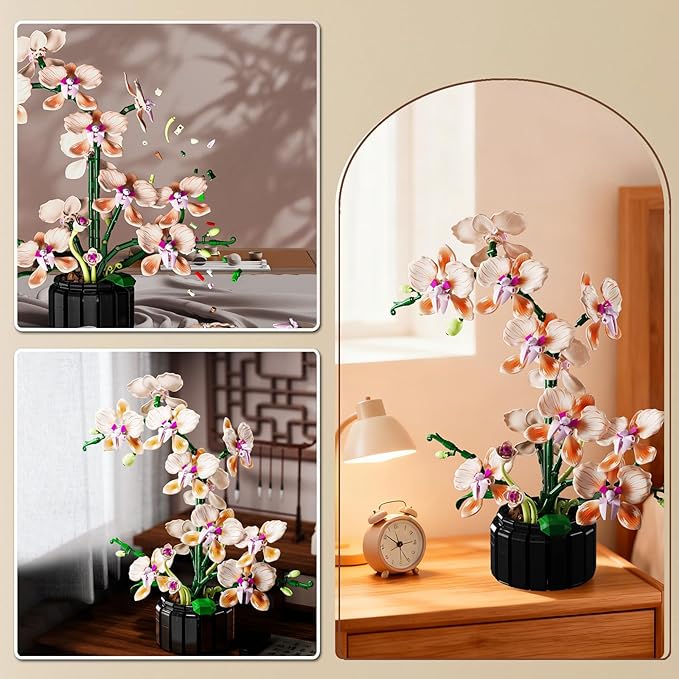 Flower Bouquet Building Blocks Kit Artificial Flowers Toys Botanical Collection DIY Unique Home&ampOffice Bonsai Decoration Adults Teen Girls for Hoilday