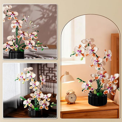 Flower Bouquet Building Blocks Kit Artificial Flowers Toys Botanical Collection DIY Unique Home&ampOffice Bonsai Decoration Adults Teen Girls for Hoilday