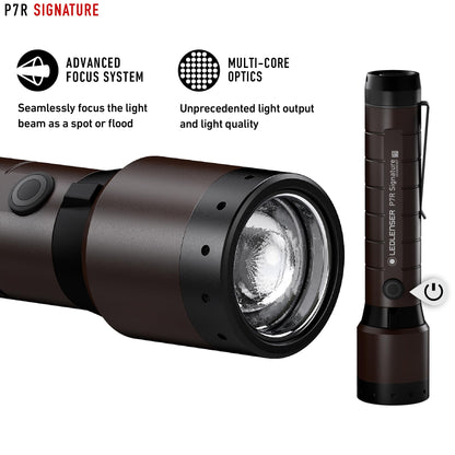 Ledlenser P7R Signature Flashlight - 2000 lm, Aluminum - High Lumens IP68 Waterproof - Adjustable Focus Torch Light - Outdoor Flashlights for Hiking, Camping & Security