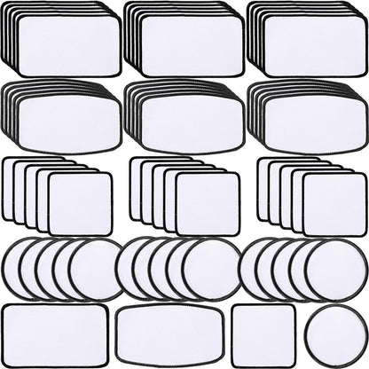 iFForce 60 PCs Sublimation Blanks Patches - 4 Shapes Large Iron-on Patch with Black Border - Exquisite Fabric Patches for DIY Hats Backpack T-Shirt Project (Mixed)