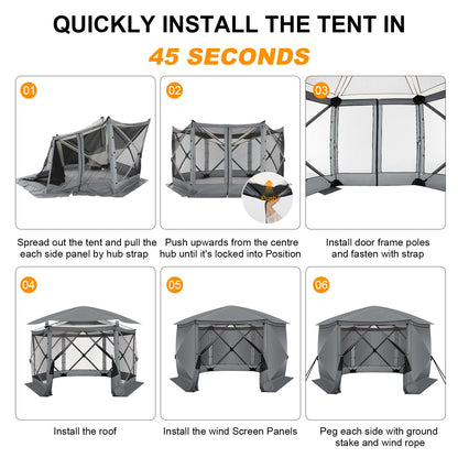 COBIZI 12x12 FT Pop Up Canopy Stargazing Tent, Gazebos On Clearance with Removable Roof, Screened in Gazebo, Screen Tents Portable carpas para Patio for Outdoor Camping,Backyard, Garden,Grey(Pro)