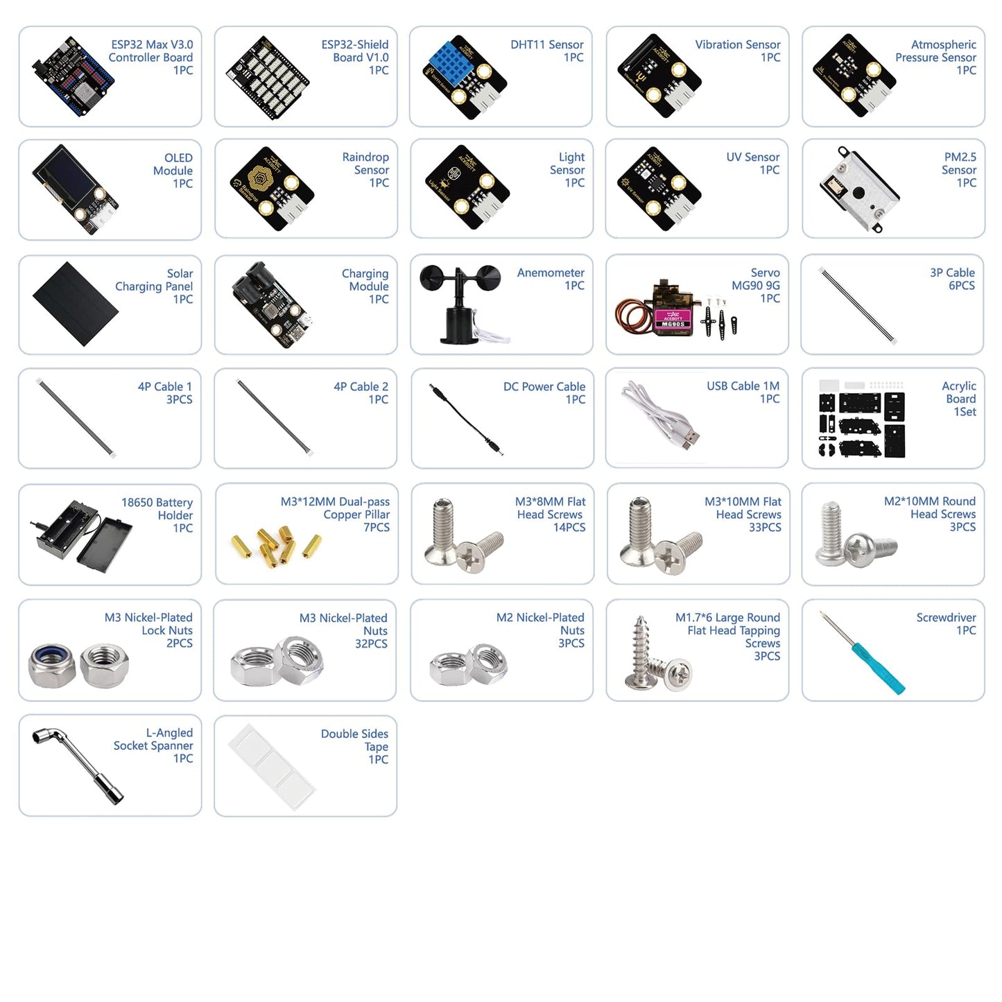 ACEBOTT STEM Science Coding Kits for Adults, ESP32 Weather Station and Weather Instrument Kit with APP, Outdoor Sensor, Weather Forecast, Temperature,Humidity,Wind Rain Gauge for Arduino IoT Starter