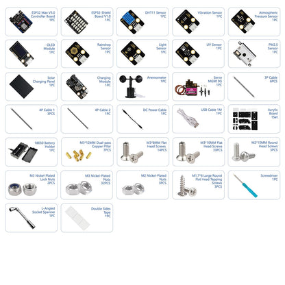 ACEBOTT STEM Science Coding Kits for Adults, ESP32 Weather Station and Weather Instrument Kit with APP, Outdoor Sensor, Weather Forecast, Temperature,Humidity,Wind Rain Gauge for Arduino IoT Starter
