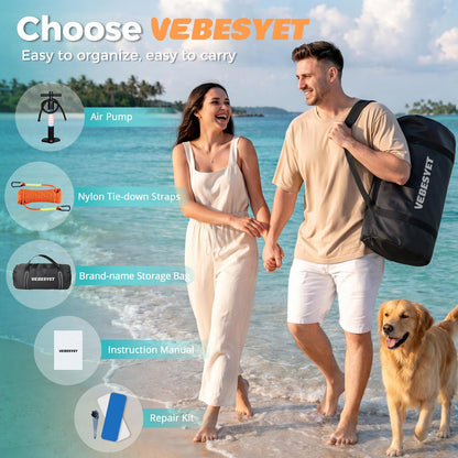 VEBESYET Inflatable Dock with Water Ramp, 6 inch Thick Non-Slip Inflatable Floating Dock for Dogs & Adults, Durable Drop-Stitch Floating Dock Platform for Lake, Ocean, Swimming & Fishing