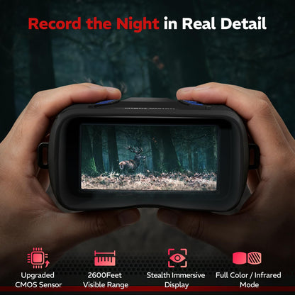 VisioGear Night Vision Binoculars - Eagle Pro 4K Night Vision Goggles for Adults with Upgraded CMOS Sensor, 2600FT Range, 850nm IR Illuminator, 5000mAh Battery, 32GB SD Card, Stealth Black