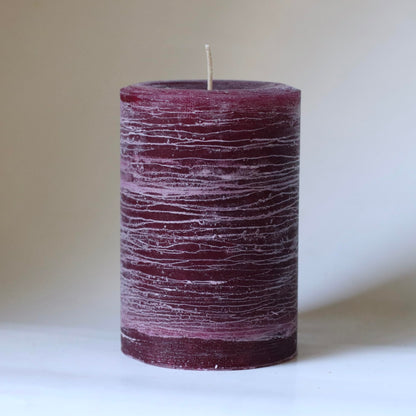 Modern Candle Design Large Unscented Rustic Nordic Pillar Candle Handmade in the USA (Burgundy)
