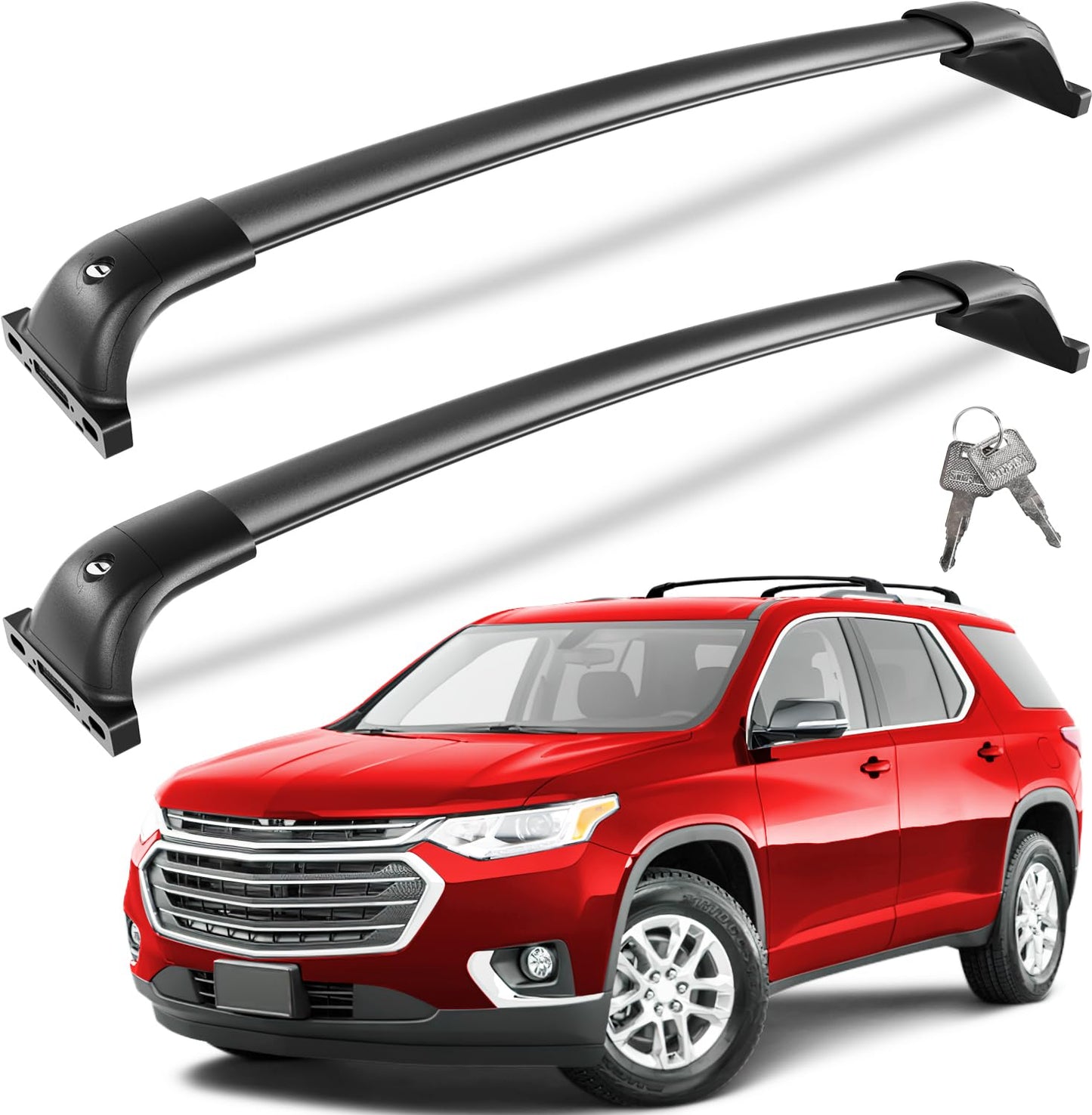 Wonderdriver Lockable 300lbs Roof Rack Cross Bars Compatible with Chevy Chevrolet Traverse 2018 2019 2020 2021,All-Metal Aluminum Heavy Duty Roof Rails Crossbars Cargo Canoe Black Rooftop Luggage.