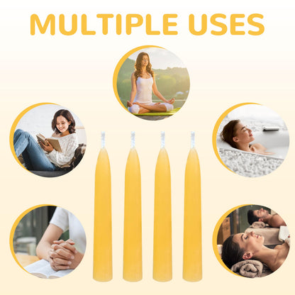 20 Min Beeswax Meditation Candles – 30 Pack, Includes Mini Candle Holder & 12 Wax Dots, Slow Burn, Natural Unscented, Yoga Prayer Mindfulness & Relaxation