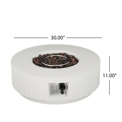 Christopher Knight Home Hearth Lightweight Concrete Tank Table, Outdoor Fire Pit and Tank Holder Set, 40000BTU Round Fire Pit, Concrete Propane Cover and Firepit, No Assembly Needed, White