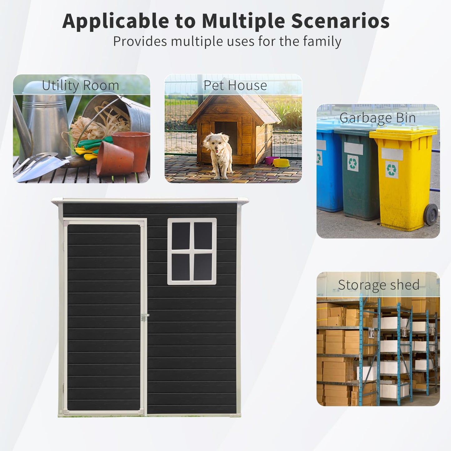 KEIKI 5x3 FT Outdoor Storage Shed Waterproof Resin Cabinet Polypropylene Frame with Lockable Doors for Patio Furniture