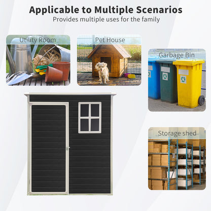 KEIKI 5x3 FT Outdoor Storage Shed Waterproof Resin Cabinet Polypropylene Frame with Lockable Doors for Patio Furniture