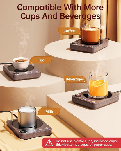 SWEETFULL Coffee Mug Warmer – 36W Coffee Cup Warmer for Desk with Smart Display & Auto Shut-Off, Candle Warmer, Electric Cup Warmer for Coffee, Milk and Tea, for Women & Men (Black)