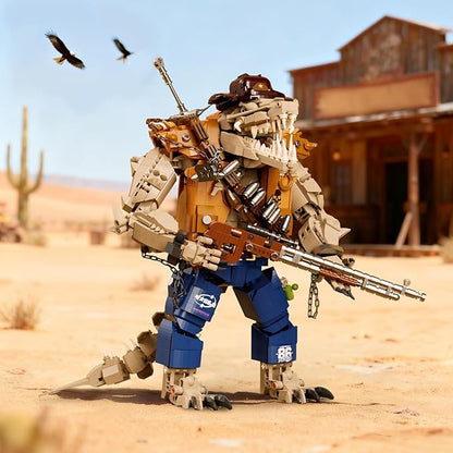 Cowboy Crocodile Building Set Articulated Head Compatible with Lego Adult Hands Feet &amp Jaw 1503 PCS Western Wild Creature Building Block Set for Adults &amp 14+