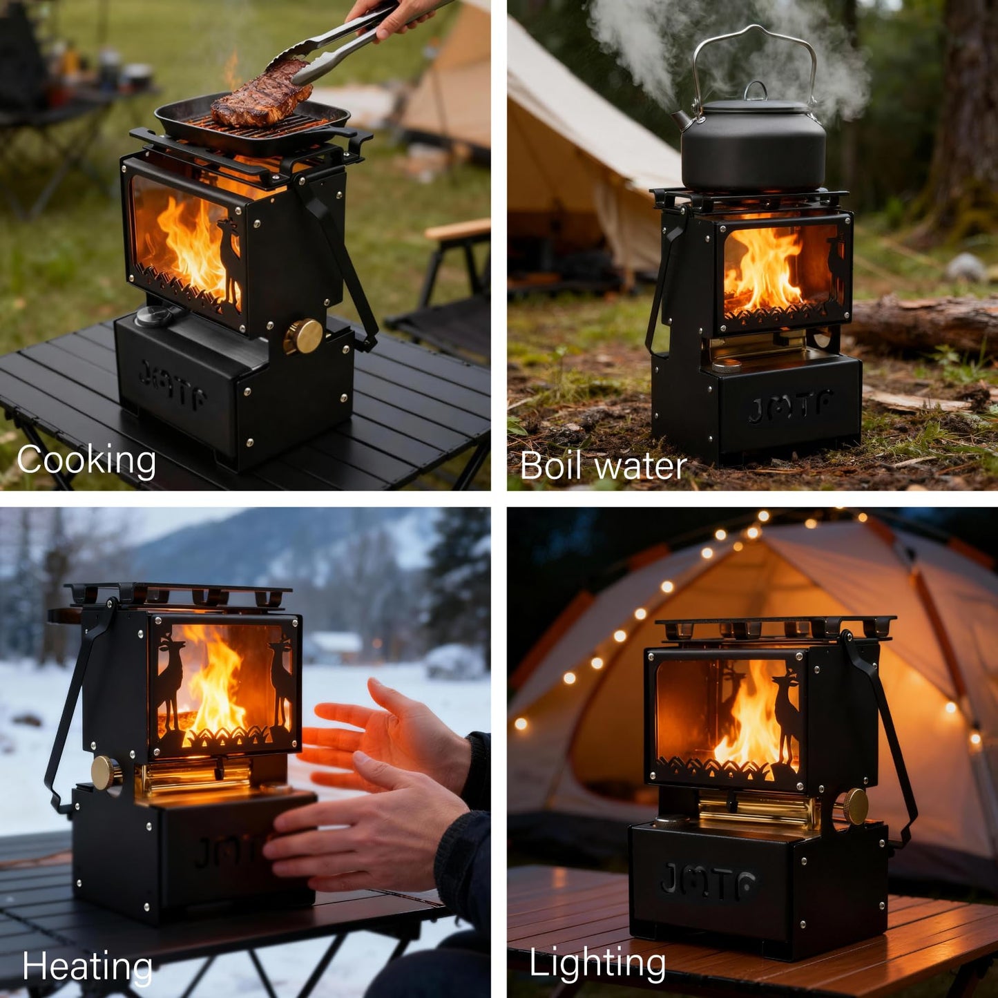 HAIGE Portable Oil Lantern & Stove: Outdoor Camping Fuel Lamp for Lighting, Cooking and Warming | Compact, Black