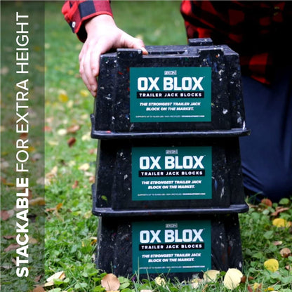 5-Pack OX BLOX Heavy Duty Trailer Jack Block - Made in USA RV Leveling Blocks - Supports Up to 10,000 lbs - RV Jack Blocks for Any Tongue Jack, Post, Foot, or Stabilizer (Round or Square)