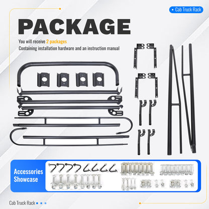 ALMULOO Adjustabl Truck Ladder Rack 60" W x 138" L x 34" H Universal Truck Pickup Bed Contractor Rack Heavy Duty Steel Lumber Utility Kayak Rack 1000lbs