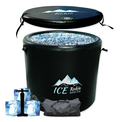 Rokia R XL 150-Gallon Inflatable Ice Bath Tub for Athletes – Water Chiller Compatible Cold Plunge Tub with 6-Layer Durable Design, Insulated Lid – Portable Recovery Tub for Indoor/Outdoor Use