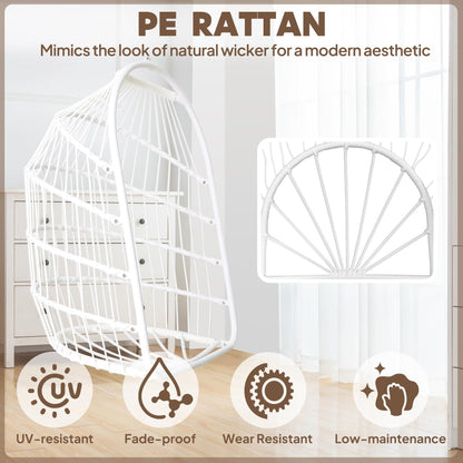 Chihee Egg Chair Foldable Wicker Rattan Hanging Swing Chairs Indoor Outdoor Patio Wicker Chair Hammock Chair with Stainless Steel Hanging Kit Chain Link UV Resistant Cushion Bedroom Balcony